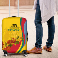 Grenada Independence Day Luggage Cover Bougainvillea Flowers Flag Style - Wonder Print Shop