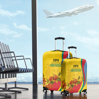 Grenada Independence Day Luggage Cover Bougainvillea Flowers Flag Style - Wonder Print Shop