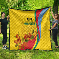 Grenada Independence Day Quilt Bougainvillea Flowers Flag Style - Wonder Print Shop