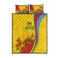 Grenada Independence Day Quilt Bed Set Bougainvillea Flowers Flag Style - Wonder Print Shop