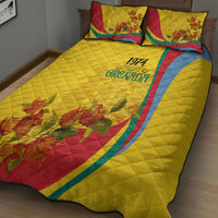 Grenada Independence Day Quilt Bed Set Bougainvillea Flowers Flag Style - Wonder Print Shop