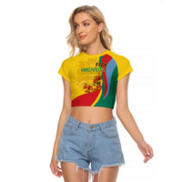 Grenada Independence Day Raglan Cropped T Shirt Bougainvillea Flowers Flag Style - Wonder Print Shop
