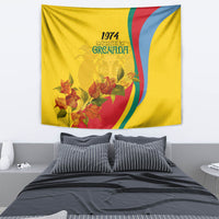 Grenada Independence Day Tapestry Bougainvillea Flowers Flag Style - Wonder Print Shop
