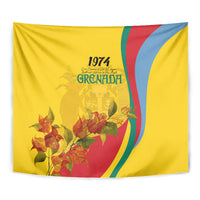 Grenada Independence Day Tapestry Bougainvillea Flowers Flag Style - Wonder Print Shop