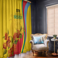 Grenada Independence Day Window Curtain Bougainvillea Flowers Flag Style - Wonder Print Shop