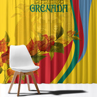 Grenada Independence Day Window Curtain Bougainvillea Flowers Flag Style - Wonder Print Shop