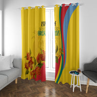 Grenada Independence Day Window Curtain Bougainvillea Flowers Flag Style - Wonder Print Shop