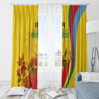 Grenada Independence Day Window Curtain Bougainvillea Flowers Flag Style - Wonder Print Shop