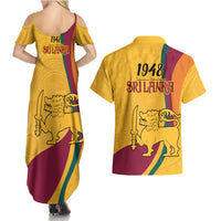 Sri Lanka National Day Couples Matching Summer Maxi Dress and Hawaiian Shirt The Lion Passant With Ketayam Wood Art LT9 - Wonder Print Shop