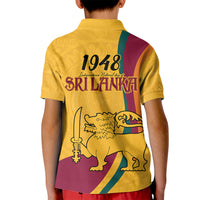 Sri Lanka National Day Kid Polo Shirt The Lion Passant With Ketayam Wood Art - Wonder Print Shop