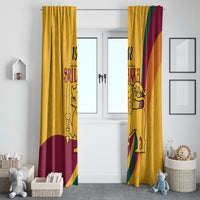 Sri Lanka National Day Window Curtain The Lion Passant With Ketayam Wood Art - Wonder Print Shop