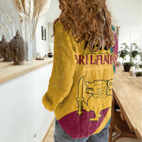 Sri Lanka National Day Women Casual Shirt The Lion Passant With Ketayam Wood Art - Wonder Print Shop