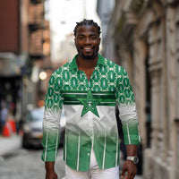 World Football Morocco Custom Long Sleeve Button Shirt 1994 Away Retro Green Jersey - Wonder Print Shop