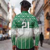 World Football Morocco Custom Long Sleeve Button Shirt 1994 Away Retro Green Jersey - Wonder Print Shop