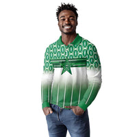 World Football Morocco Custom Long Sleeve Polo Shirt 1994 Away Retro Green Jersey - Wonder Print Shop