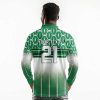 World Football Morocco Custom Long Sleeve Polo Shirt 1994 Away Retro Green Jersey - Wonder Print Shop