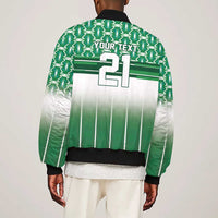 World Football Morocco Custom Sleeve Zip Bomber Jacket 1994 Away Retro Green Jersey - Wonder Print Shop