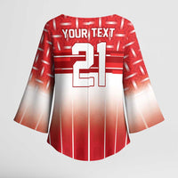 World Football Morocco Custom Kimono Sleeve Blouse 1994 Away Retro Red Jersey - Wonder Print Shop
