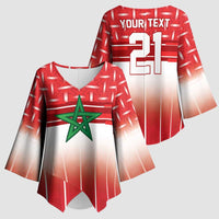 World Football Morocco Custom Kimono Sleeve Blouse 1994 Away Retro Red Jersey - Wonder Print Shop