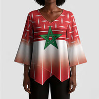 World Football Morocco Custom Kimono Sleeve Blouse 1994 Away Retro Red Jersey - Wonder Print Shop