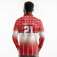 World Football Morocco Custom Long Sleeve Polo Shirt 1994 Away Retro Red Jersey - Wonder Print Shop