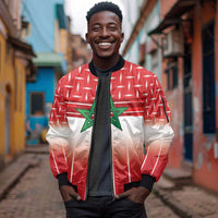 World Football Morocco Custom Sleeve Zip Bomber Jacket 1994 Away Retro Red Jersey - Wonder Print Shop
