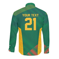 World Football 2026 South Africa Custom Long Sleeve Button Shirt Tradional Protea Kente Pattern - Wonder Print Shop