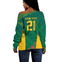 World Football 2026 South Africa Custom Off Shoulder Sweater Tradional Protea Kente Pattern - Wonder Print Shop
