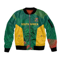 World Football 2026 South Africa Custom Sleeve Zip Bomber Jacket Tradional Protea Kente Pattern - Wonder Print Shop