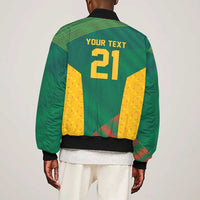 World Football 2026 South Africa Custom Sleeve Zip Bomber Jacket Tradional Protea Kente Pattern - Wonder Print Shop