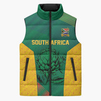 World Football 2026 South Africa Custom Sleeveless Puffer Jacket Tradional Protea Kente Pattern - Wonder Print Shop