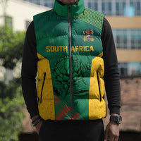 World Football 2026 South Africa Custom Sleeveless Puffer Jacket Tradional Protea Kente Pattern - Wonder Print Shop
