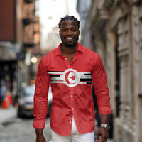 World Football 2026 Tunisia Custom Long Sleeve Button Shirt Traditional Islamic Motif - Wonder Print Shop