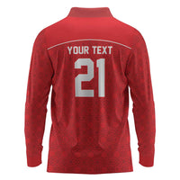 World Football 2026 Tunisia Custom Long Sleeve Polo Shirt Traditional Islamic Motif - Wonder Print Shop