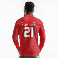 World Football 2026 Tunisia Custom Long Sleeve Polo Shirt Traditional Islamic Motif - Wonder Print Shop