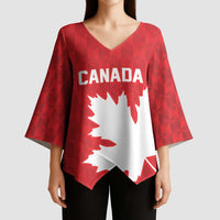 World Football 2026 Canada Custom Kimono Sleeve Blouse Canucks Maple Leaf Pattern - Wonder Print Shop