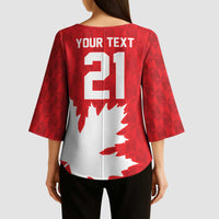World Football 2026 Canada Custom Kimono Sleeve Blouse Canucks Maple Leaf Pattern - Wonder Print Shop