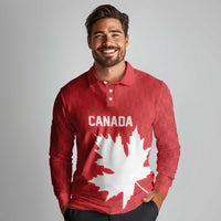 World Football 2026 Canada Custom Long Sleeve Polo Shirt Canucks Maple Leaf Pattern - Wonder Print Shop