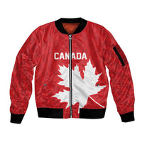 World Football 2026 Canada Custom Sleeve Zip Bomber Jacket Canucks Maple Leaf Pattern - Wonder Print Shop