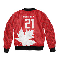 World Football 2026 Canada Custom Sleeve Zip Bomber Jacket Canucks Maple Leaf Pattern - Wonder Print Shop
