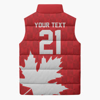 World Football 2026 Canada Custom Sleeveless Puffer Jacket Canucks Maple Leaf Pattern - Wonder Print Shop