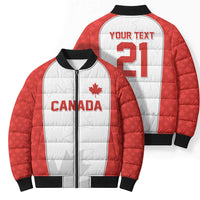 World Football 2026 Canada Custom Bomber Puffer Jacket Maple Leaf Seamless Pattern - Wonder Print Shop