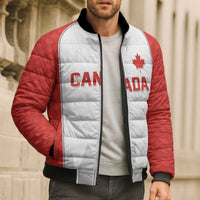 World Football 2026 Canada Custom Bomber Puffer Jacket Maple Leaf Seamless Pattern - Wonder Print Shop