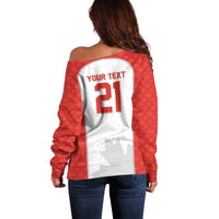 World Football 2026 Canada Custom Off Shoulder Sweater Maple Leaf Seamless Pattern - Wonder Print Shop