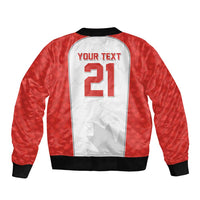World Football 2026 Canada Custom Sleeve Zip Bomber Jacket Maple Leaf Seamless Pattern - Wonder Print Shop