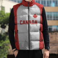World Football 2026 Canada Custom Sleeveless Puffer Jacket Maple Leaf Seamless Pattern - Wonder Print Shop