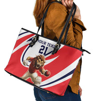 England Lion Mascot Cricket Custom Leather Tote Bag Unique Pattern