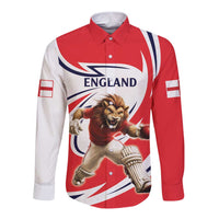 England Lion Mascot Cricket Custom Long Sleeve Button Shirt Unique Pattern