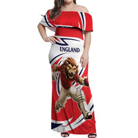 England Lion Mascot Cricket Custom Off Shoulder Maxi Dress Unique Pattern