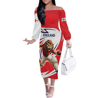 England Lion Mascot Cricket Custom Off The Shoulder Long Sleeve Dress Unique Pattern